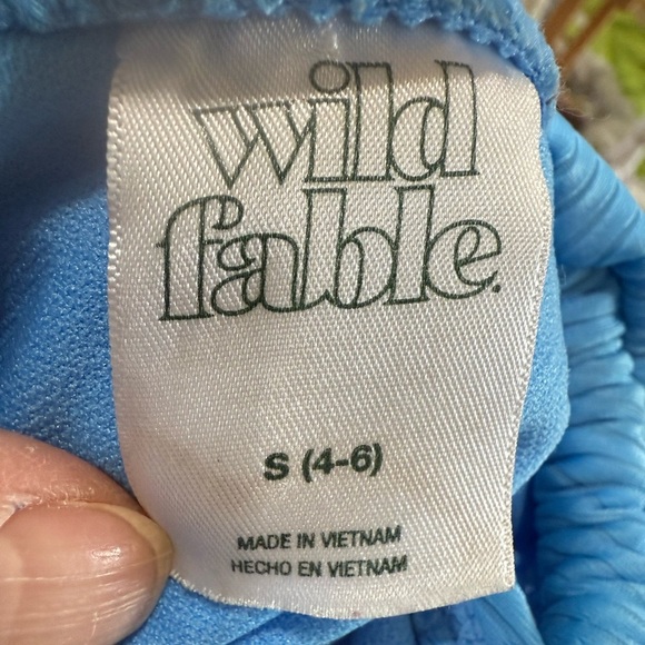 Blue Ribbed string  Bikini Set by Wild Fable top is size small bottom is size XS - Picture 8 of 10